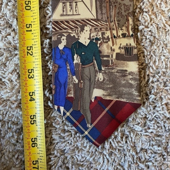 HATHAWAY Golf Tie All Silk Made In USA Vintage Golf Scene Multicolor Pla… - Picture 6 of 6